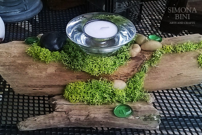 Legni dal mare – Portacandela con muschio – Candle holder with moss