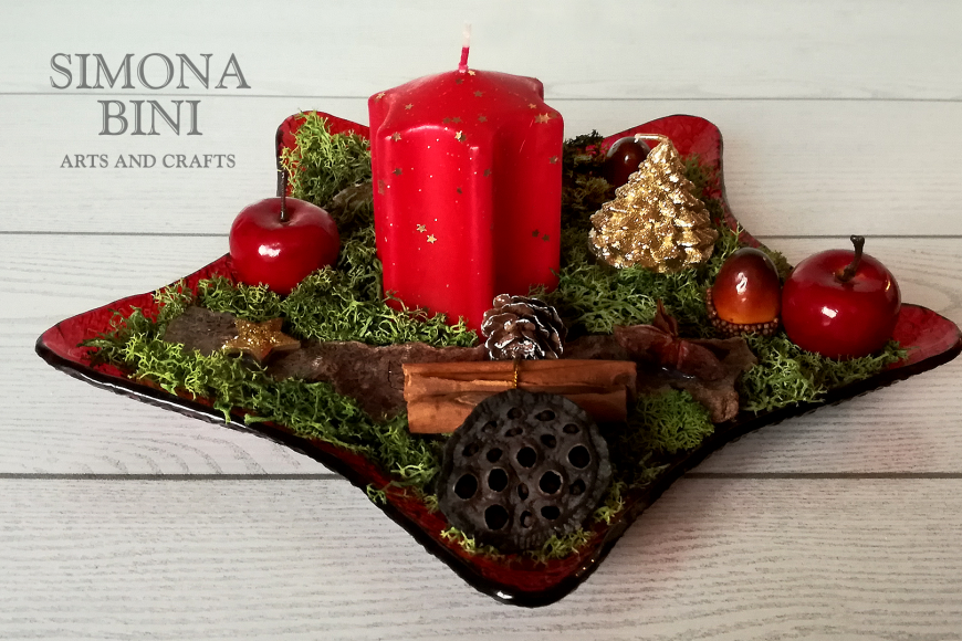 Due centrotavola con candela per Natale – Two Christmas’ centerpieces  with candle