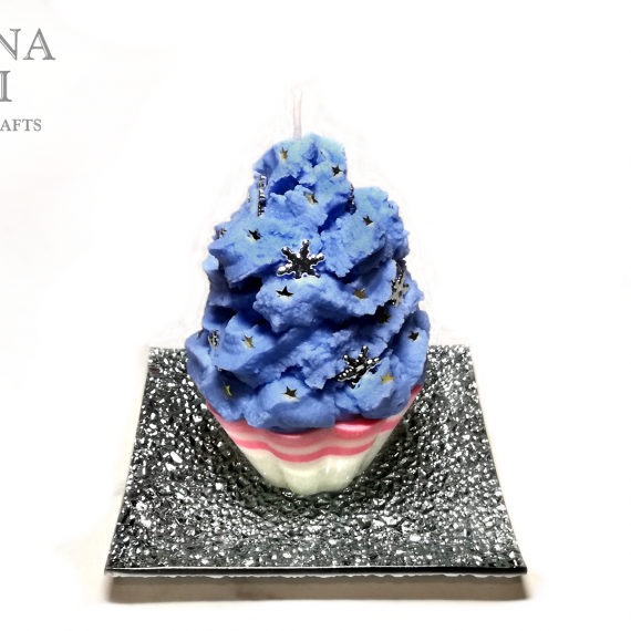 Una candela a forma di cupcake azzurra – TUTORIAL